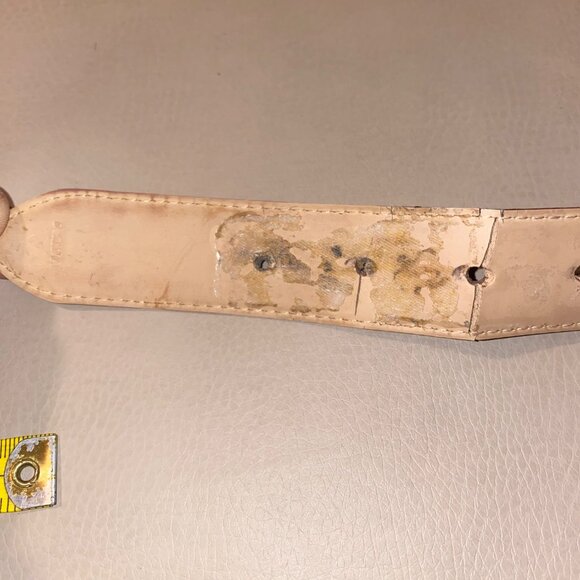 Leather Belt Tan Camel Brown 34 Small Vintage Animal Elephant Lion Metal Accent - Picture 13 of 13